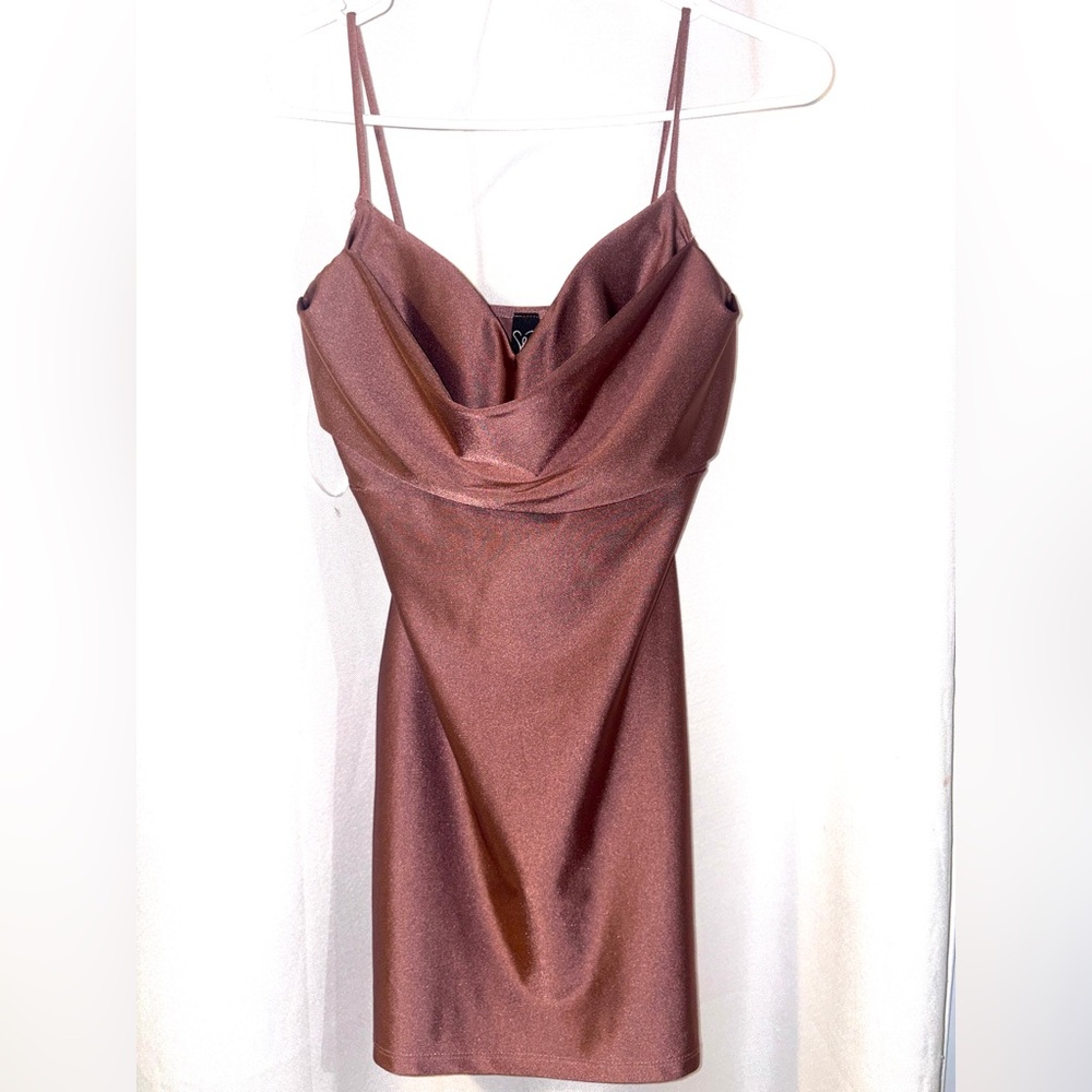 Windsor Strapless Satin Dress in Rich Brown